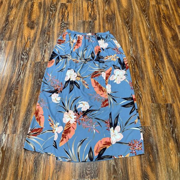 Patrons of Peace‎ Women’s M Blue Tropical Floral Front Slit Maxi Skirt Co… - Picture 2 of 6